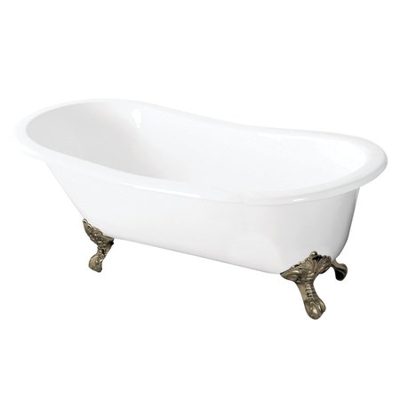 AQUA EDEN Clawfoot Bathtubs, 56.69 L, 30.31 W, White/Brushed Nickel, Cast Iron VCTND5731B8